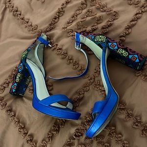 Nine West Blue Block Heel Sandals